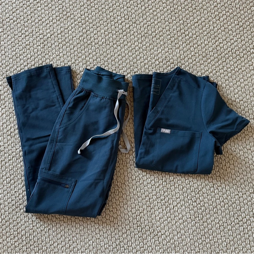 Figs dark harbor blue grey scrubs set